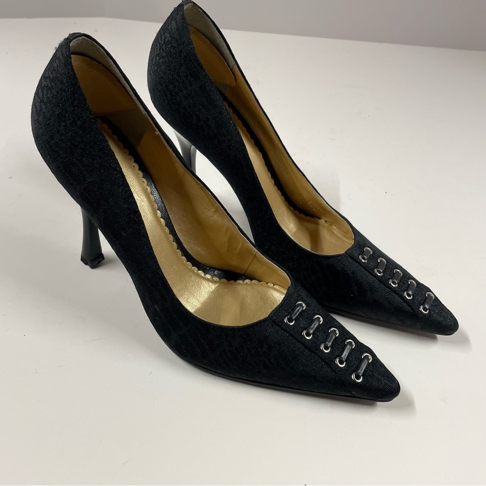 BCBG Paris Black Textured Corset Pumps Heels Women’s Size 6B